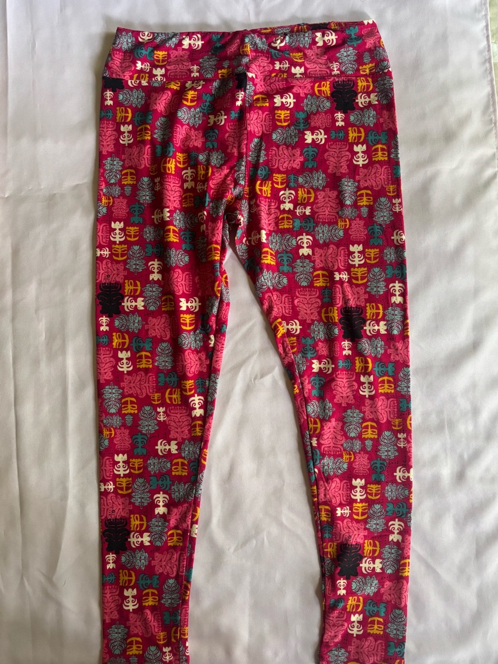 LuLaRoe Pink Geometric Floral Print Leggings TC